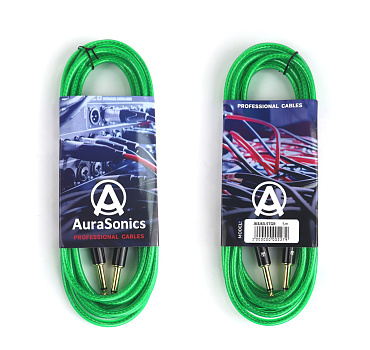 AuraSonics J63J63-5TGR гитарный кабель Jack TS 6.3мм - Jack TS 6.3мм 5м, 24AWG, 0.22мм², зеленый