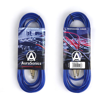 AuraSonics J63J63-5TBU гитарный кабель Jack TS 6.3мм - Jack TS 6.3мм 5м, 24AWG, 0.22мм², синий 