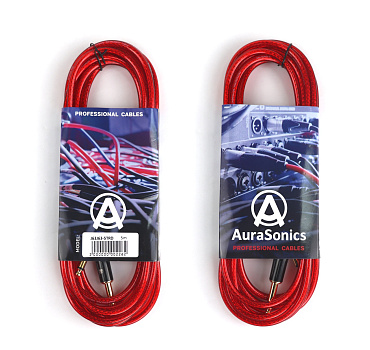 AuraSonics J63J63-5TRD гитарный кабель Jack TS 6.3мм - Jack TS 6.3мм, 5м, 24AWG, 0.22мм², красный 