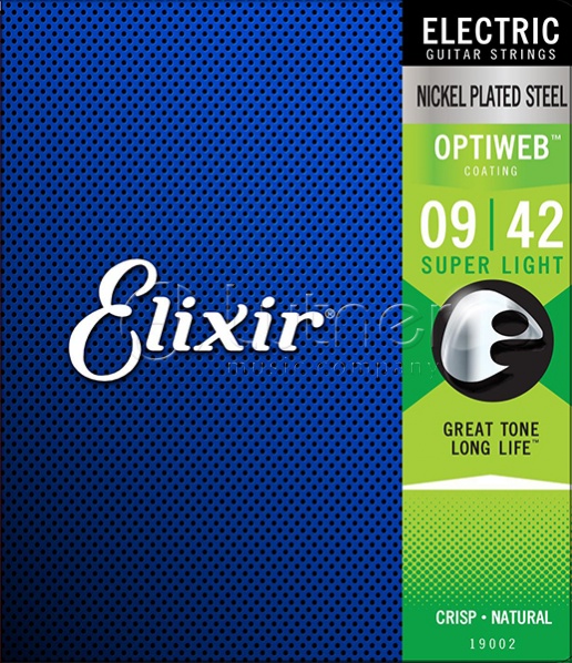 Elixir 19002 Optiweb 9-42 Комплект струн для электрогитары, никелированная сталь, Super light 