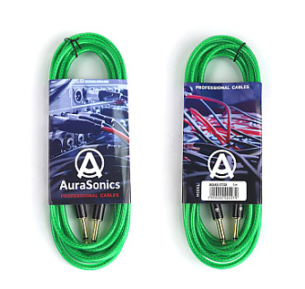 AuraSonics J63J63-5TGR гитарный кабель Jack TS 6.3мм - Jack TS 6.3мм 5м, 24AWG, 0.22мм², зеленый